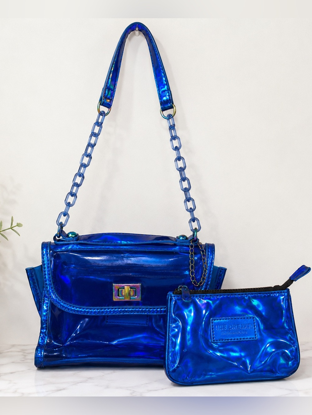 Like Dreams Blue Holographic Clear Crossbody Bag w/ Removable Pouch